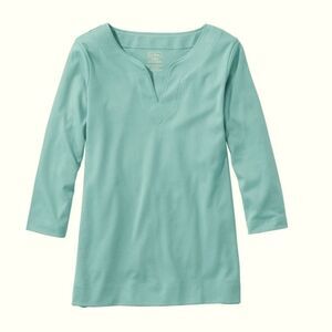 L.L.Bean Women's Pima Cotton Tunic, Three-Quarter-Sleeve Splitneck